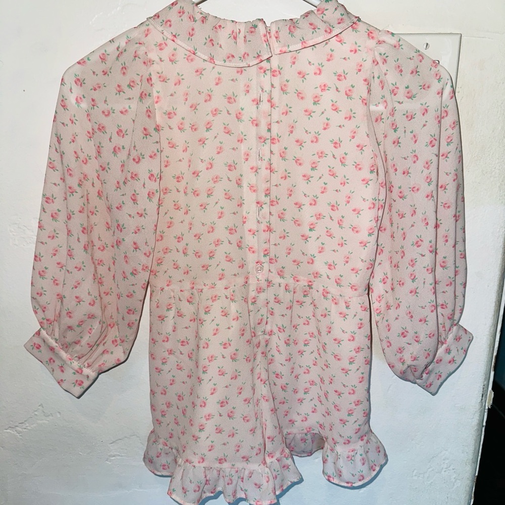 Janie and Jack Pink Floral chiffon romper 5t - Picture 3 of 4